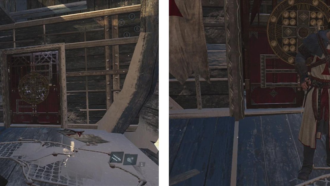Once you have all of the relics, visit The Templar door at The Sapphire (left) for the Templar armour set (right).