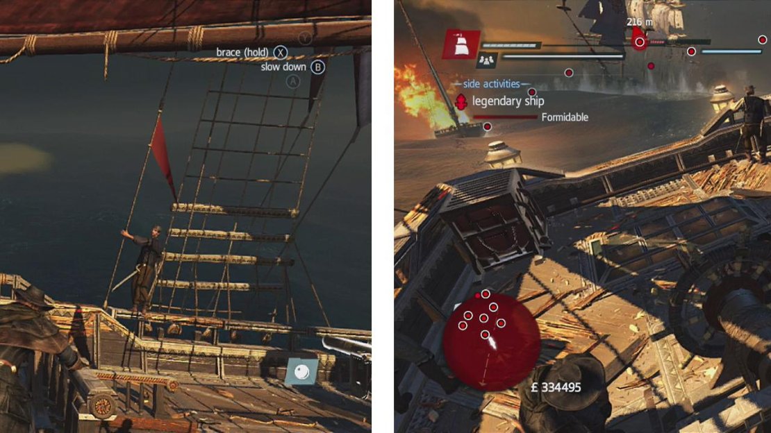 Mortars should be your first choice, but cannons work too (left). Always keep an eye out for and destroy fireships before they get you (right).