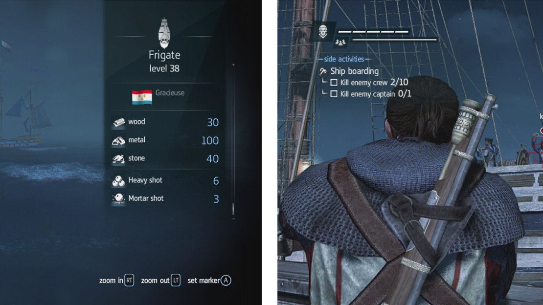 In a POW event, destroy the two escorts (left) and then board the POW ship (right).