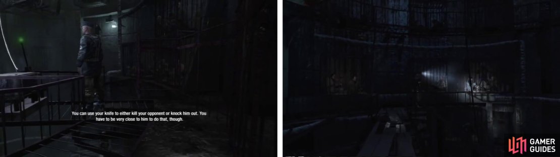 Follow Pavel’s instructions as you sneak through the prison area.