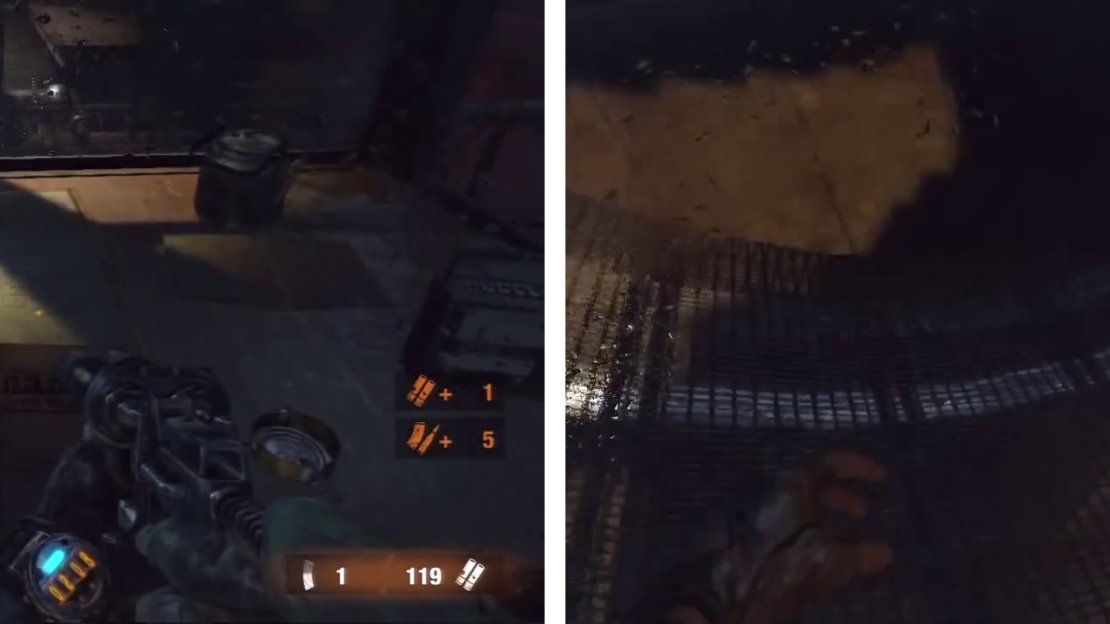 Grab the Diary Note (left) from the desk near the turbine control and then enter the turbine when the blade stops to go to the next area.