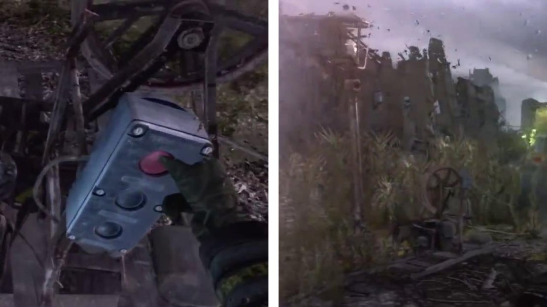 Press the button and then defend yourself against the swamp monsters that appear!