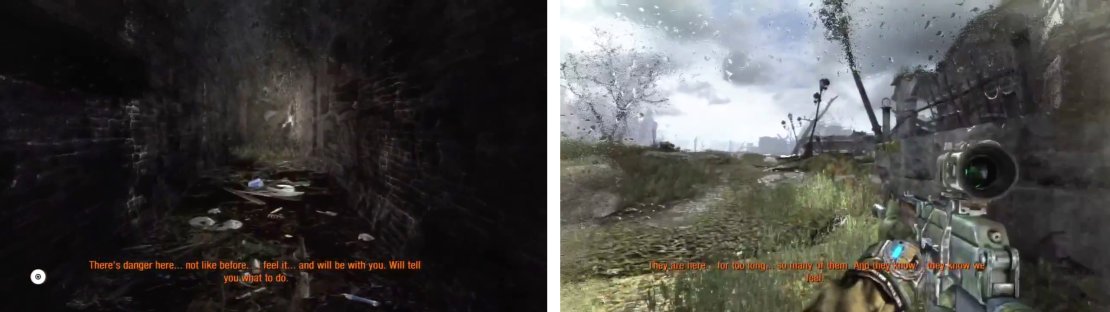 Look along the left hand wall for a Diarny Note (left). Return outside to continue (right).