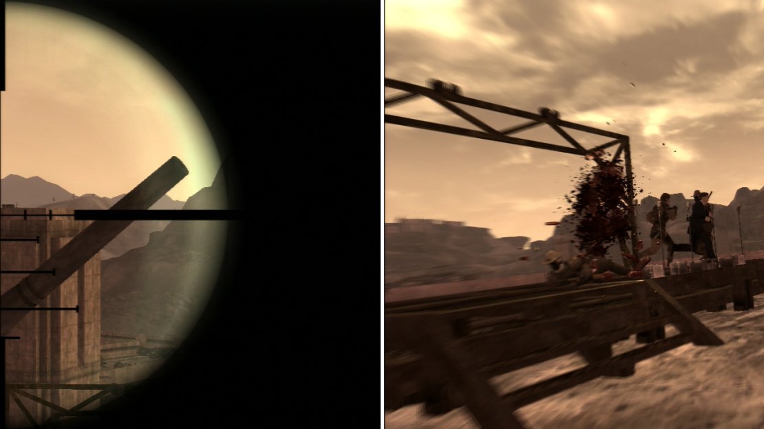 The second ranger on the tower isn’t a reinforcement - it’s a Legion sniper in disguise (left). The third and final threat to the President is a knife-wielding Legionary. Take him down to secure the President’s safety (right).