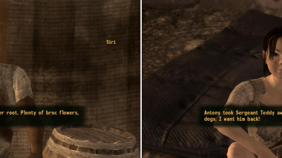 You can teach a slave named Siri how to better manage her supplies (left) and find a little girl named Melody, whose doll has been taken by a mean Legionary (right).