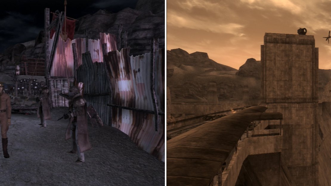 Once the Legion is dealt with, you’ll have to assert your soveriegnty at the expense of the NCR (left). Either use diplomacy, or give General Oliver a one-way trip off the top of the Hoover Dam (right).