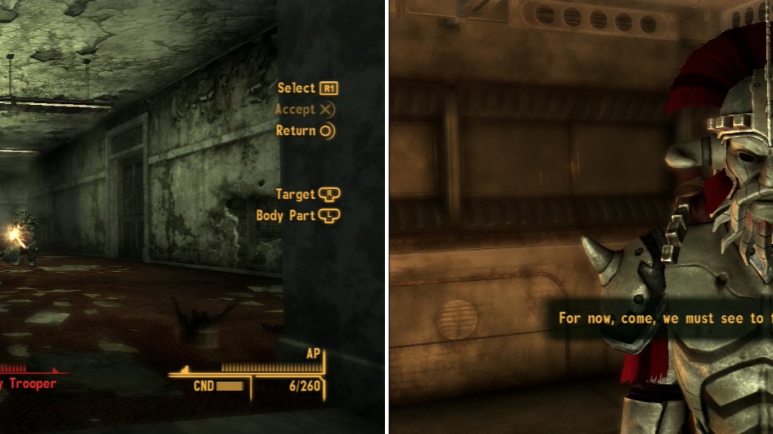 Kill General Oliver and his bodyguard of roughly half a dozen NCR Heavy Troopers (left) then report back to Legat Lanius to report the end of the battle (right).
