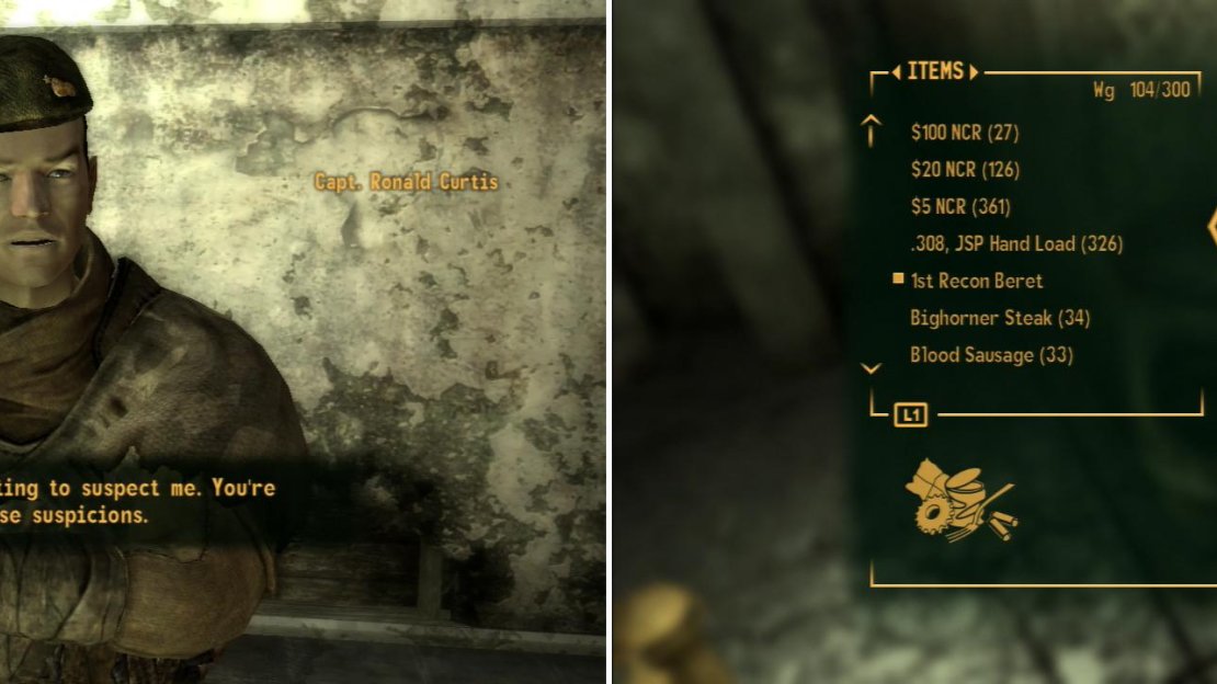Once you reveal yourself as an ally of the Legion, Captain Curtis will cut you in on his scheme (left). Take the items you’ll need to frame poor, oblivious Private Crenshaw out of a Garbage Can in the Terminal Building (right).
