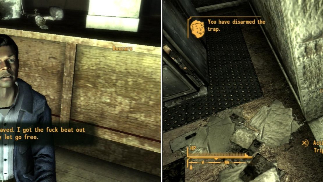 Boxcars will reveal more about the dubious lottery held by the Legion (left). One paranoid resident of Nipton protected his “Declaration of Vital Essence” with many devious traps (right).