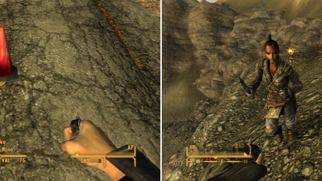 Be wary of traps hidden on the road (left). If you take to the hills, you can ambush the Viper Gangers who would otherwise have tried to ambush you (right).