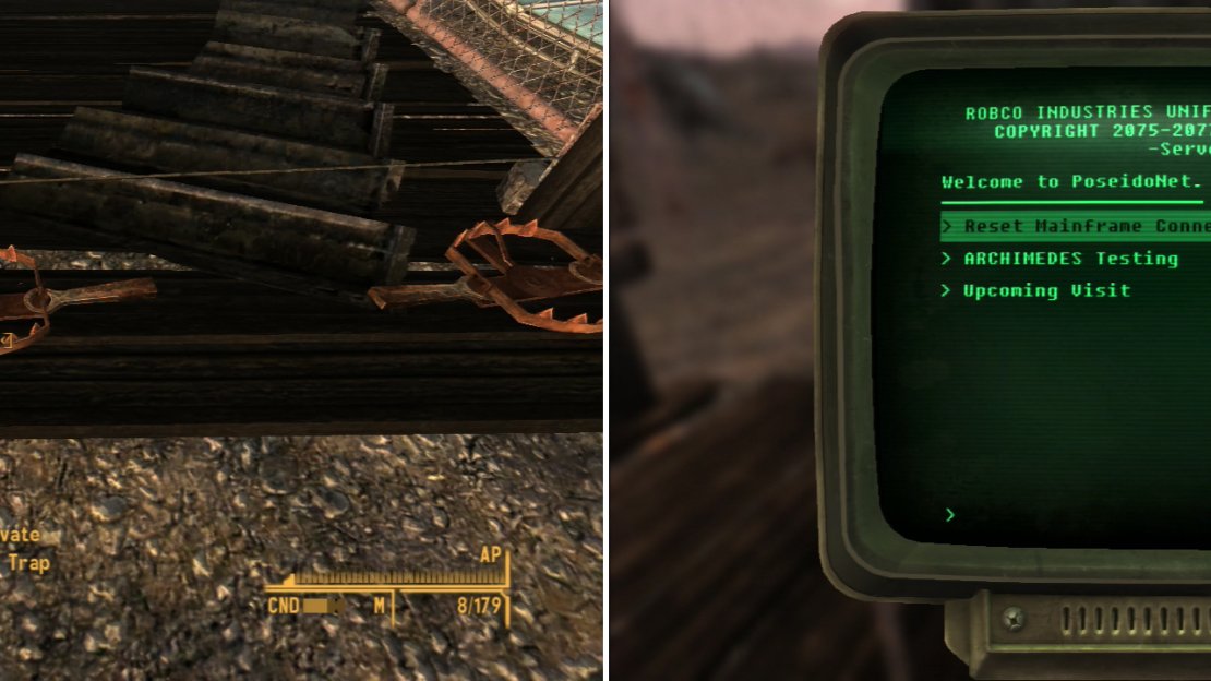 Guard dogs and traps defend the terminals you need to access (left). Get past these obstacles and you can reset the mainframe connection (right) and move one step closer to getting the power back online.