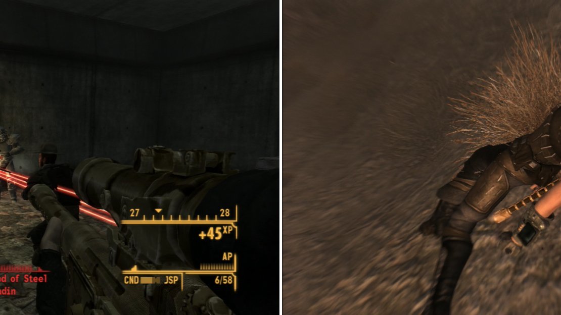 If you betray the Brotherhood of Steel by tattling to Ranger Dobson, their vengeance will come swiftly (left). Alternatively, if you try to flee… well, that exploding collar is not a bluff (right).