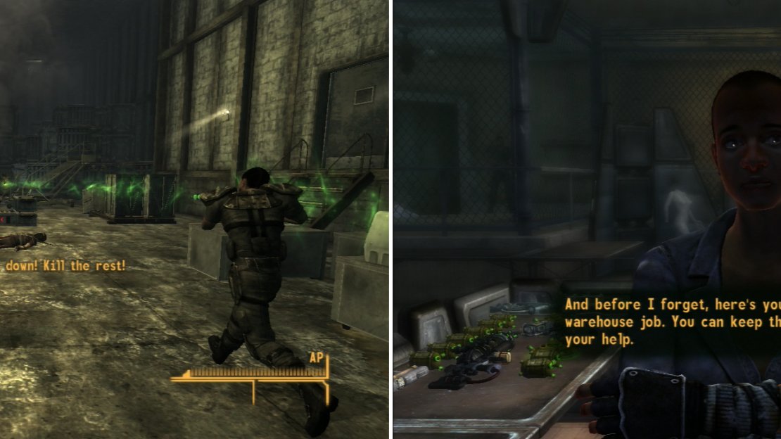 The Van Graffs launch a sneaky surprise attack on the Legion (left). After helping the Van Graffs with their double-cross, you’ll be rewarded for your work (right).