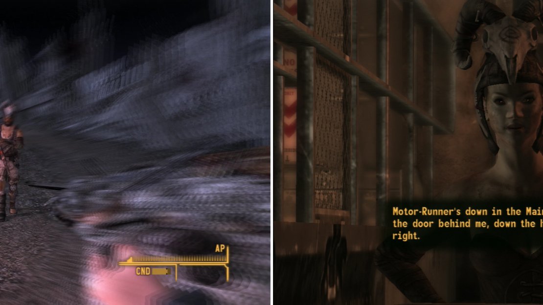 The area around Vault 3 is crawling with Fiends (left). You won’t get a much warmer reception inside the vault, but some diplomacy can prevent a fight (right).