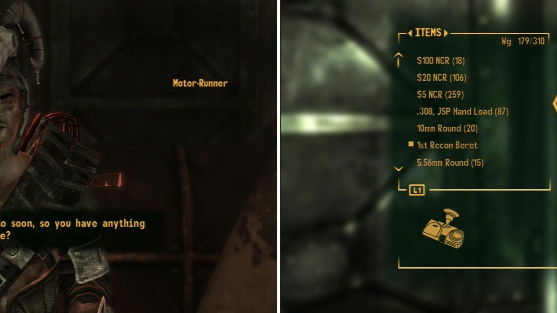 At the bottom of Vault 3 you’ll find Motor-Runner, the leader of the Fiends (left). More importantly, you can obtain the Reverse Pulse Cleaner (right).