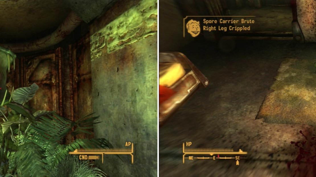 Although immobile, Spore Plants can spit caustic fluid at you (left). Spore Carriers present a more dynamic threat (right).