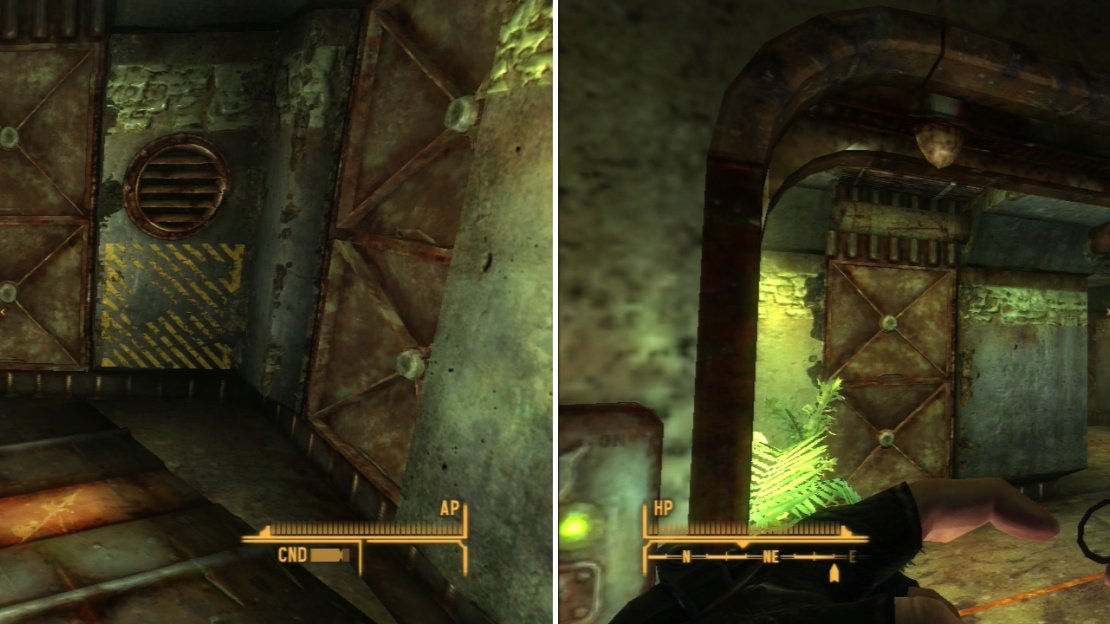 These vents are where the gas originates (left) a well-thrown grenade from the main frameframe room will ignite the gas and clear out the spores (right).