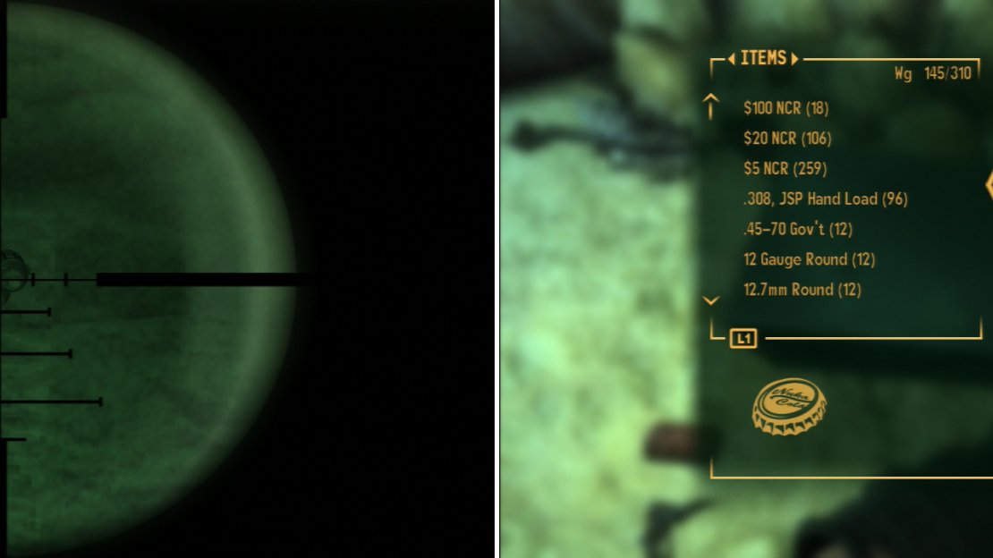 A locked gate isn’t the only obstacle you’ll have to face, a Grenade Bouquet is a more lethal barrier (left). Navigate locks and traps, however, and you can obtain a massive load of Caps (right).