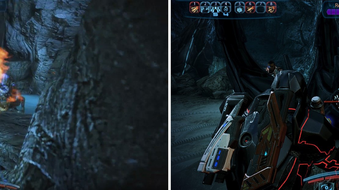 Burn through the Reapers swiftly here (left) using the Firestorm. Destroy the Reaper Node to allow Dagg through (right).