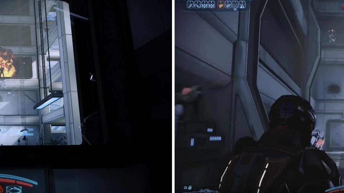 Look carefully when approaching new rooms because Cerberus troops like to jet in from above. You can pick a few off before they land.