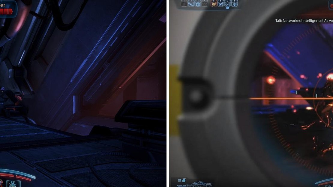 The Geth spring a surprise attack on you so be aware! Use Tech powers on them. Rocket Troopers (right) can really hurt you if you aren’t careful.