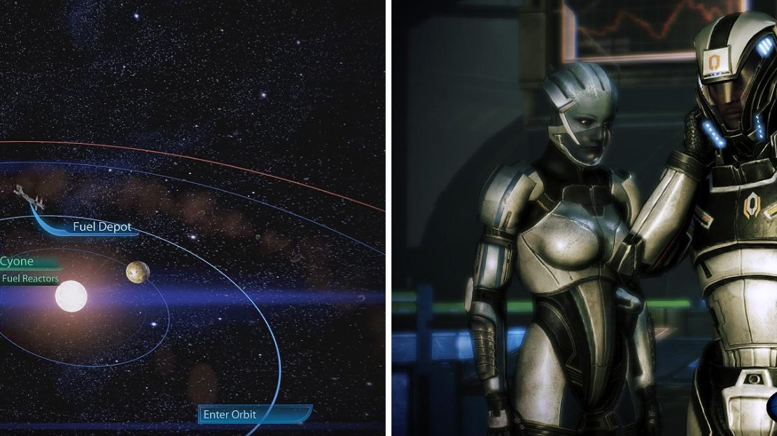 Travel to Kypladon and the planet Cyone (left). Biotic and firepower teams provide a good balance in this mission (right).