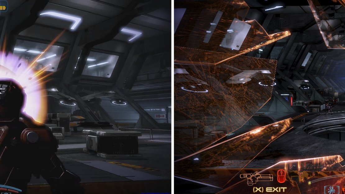 Beware the Atlas here (left). Unleash Grenades to whittle down their armor. Look for the third Atlas and try to kill the pilot before he gets inside. Hijack it for mass destruction (right).