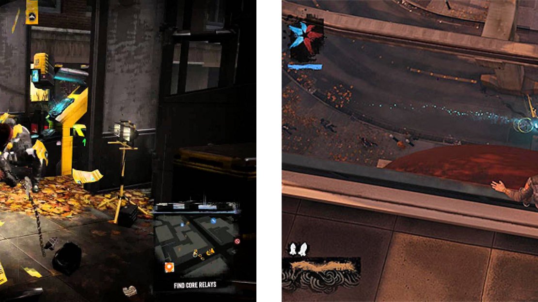 The Scanning Stations (left) house some Blast Shards, as do the Tracker Drones (right) flying around.