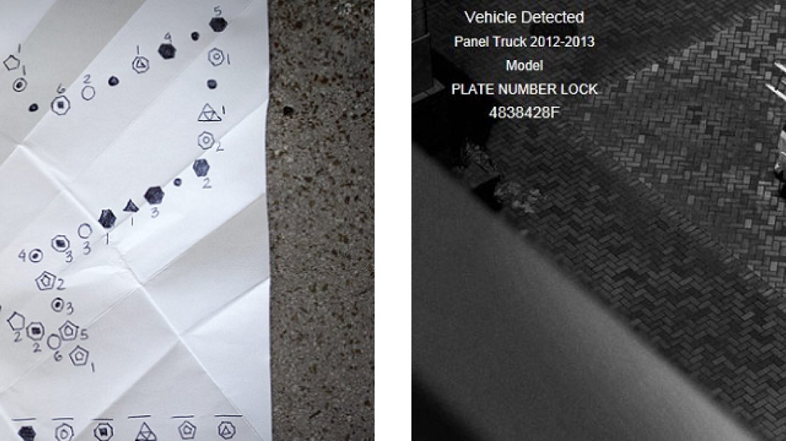 Solving the connect the dots puzzle (left) will eventually give you a picture of a van with a license plate number (right). This license plate number is different for everyone.