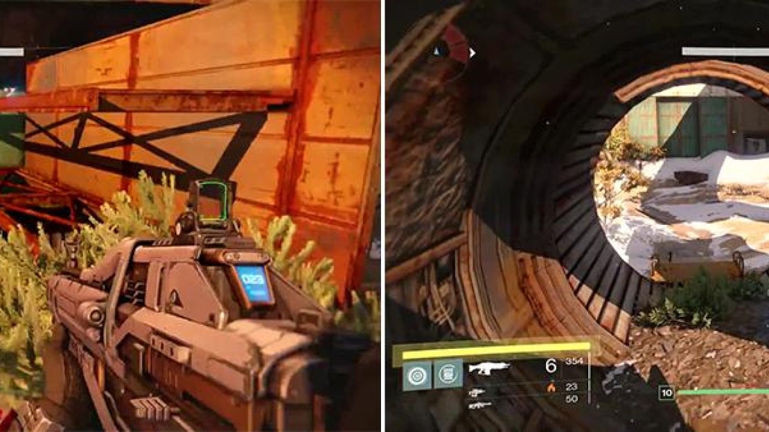 The billboard here (left) has number 3 on top. Look inside the giant pipe for number 4 (right).