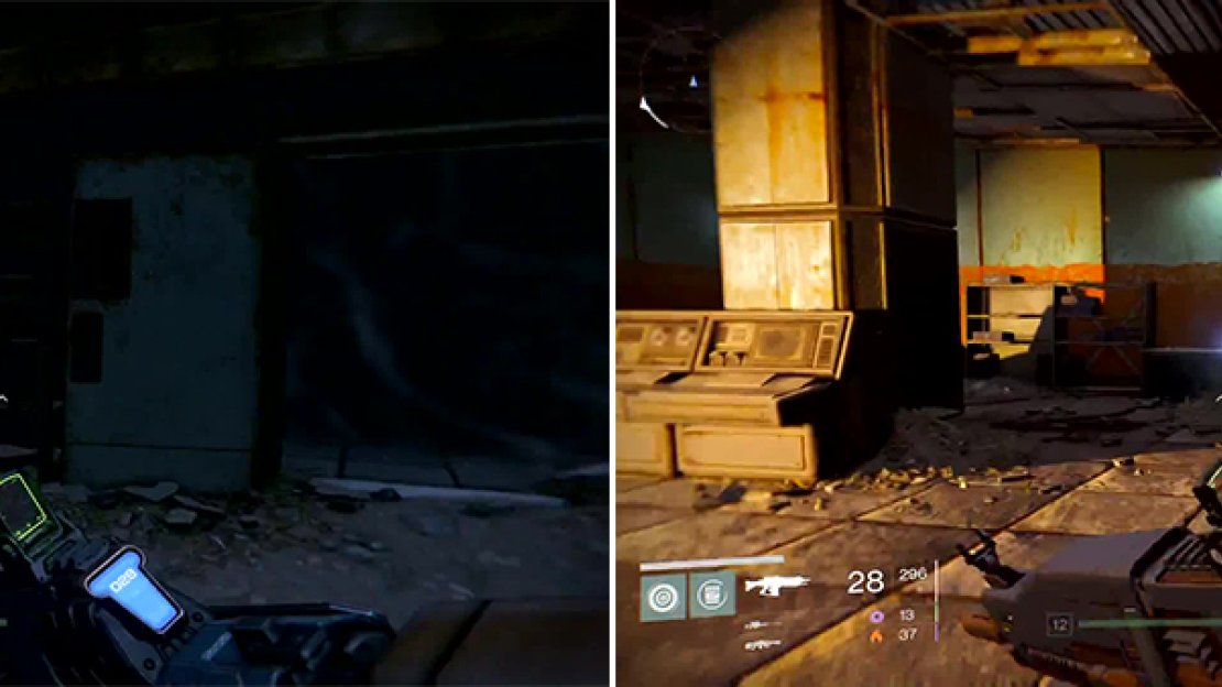 During the Devils’ Lair Strike you can find ghost number 16 in the Refinery (left). Run up the stairs in the Devil Walker area to reach ghost 17 (right) sitting on top of a table.