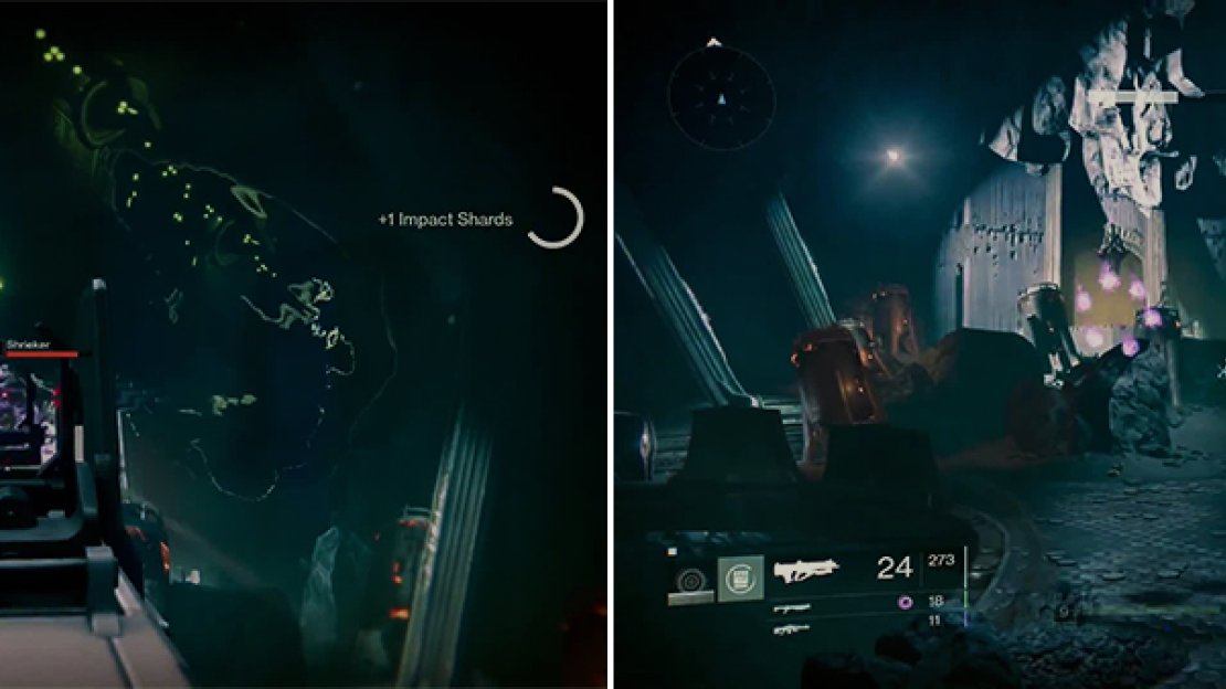The dropship (left) arrives near the Shrieker to drop off some more friends. The Shrieker (right) has a purple beam that splits and then comes together to kick your ass.