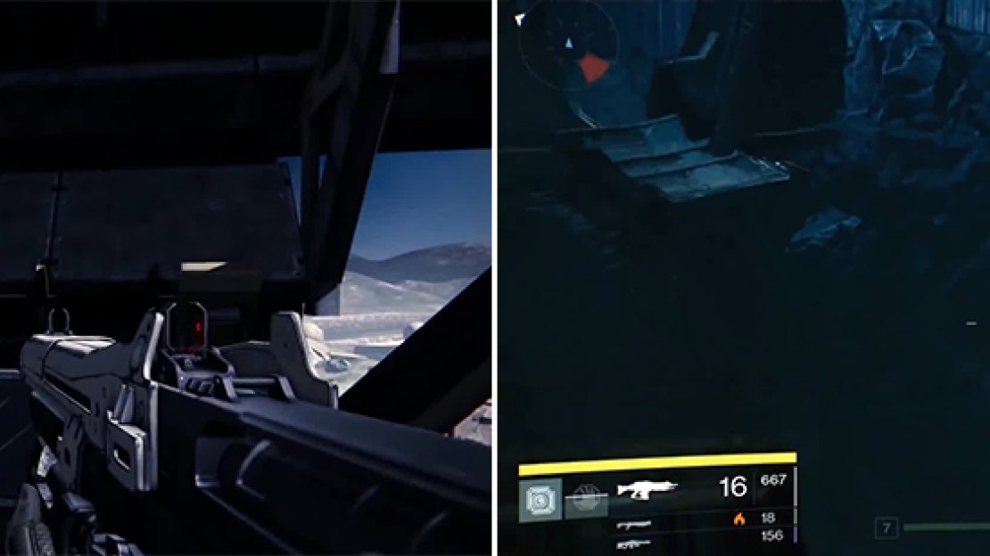 Jump on top of the structure here for ghost number 1 (left). Later in the Hall of Wisdom, look near the abyss for number 2 (right).