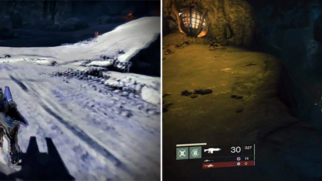 Off to the left of this path (left) is the loot chest 1. Follow this stream in the Hall of Wisdom (right) for loot chest 2.