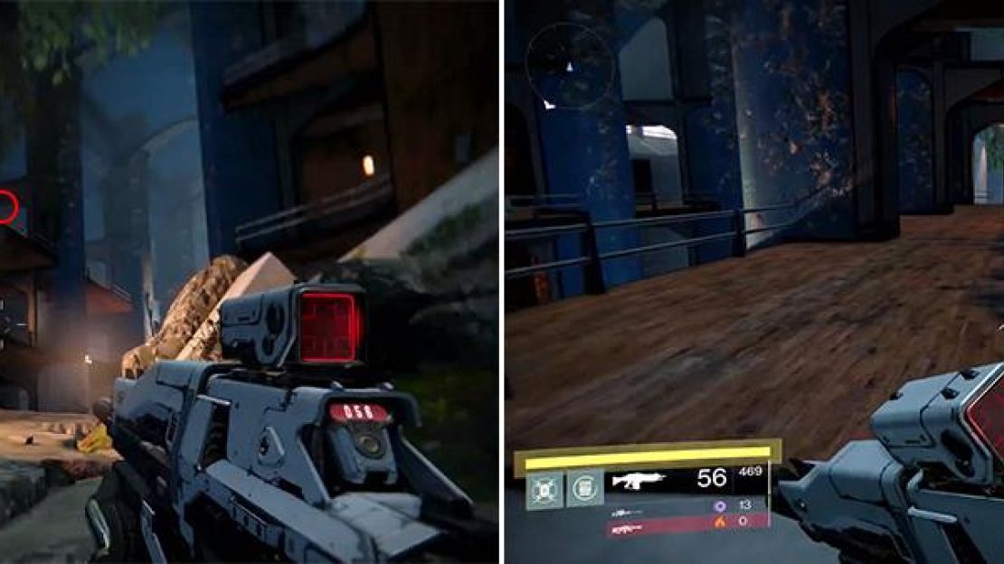 You can see the balcony for this ghost here (left). Jump up there and find the ghost here (right).