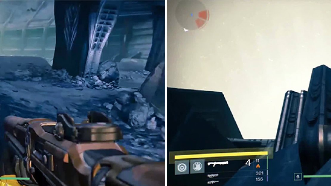 Head over to the ledge here (left) and look over to find ghost 7.