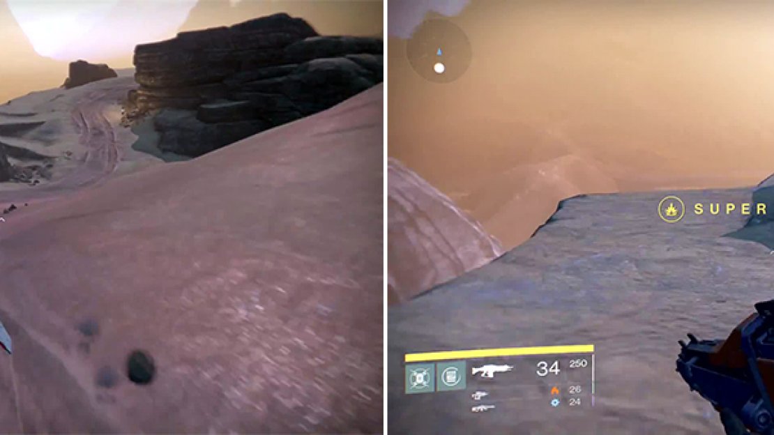 When you see this cliff (left), go over the edge to find the ghost.