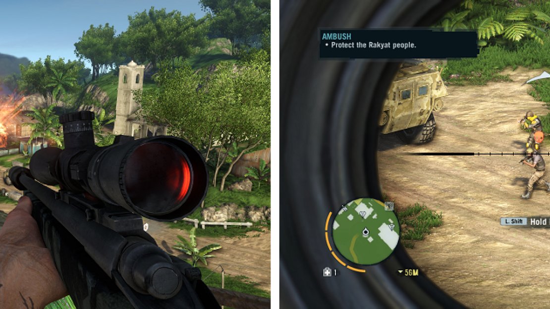 As soon as the initial truck blows up, get ready to start shooting with the sniper rifle.