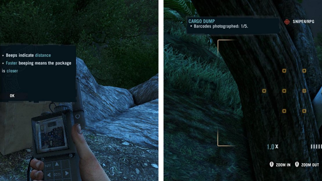 Some basic instructions on how to use the scanner (left), as well as the location of the second package (right).