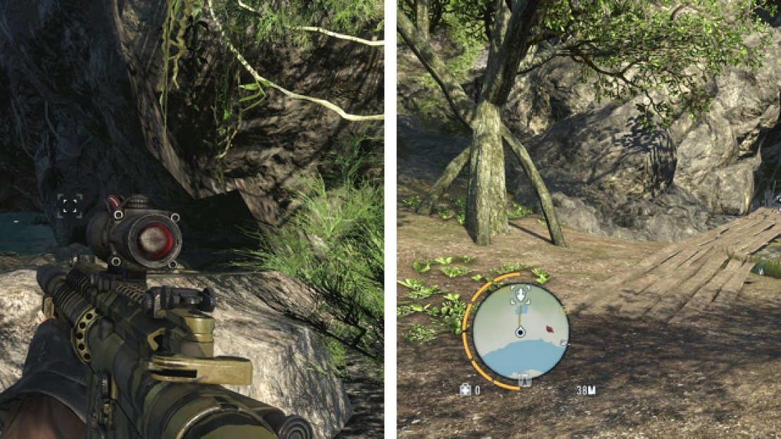 The entrance to the cave leading to Relic #15 (left), as well as the one leading to Relic #20 (right).