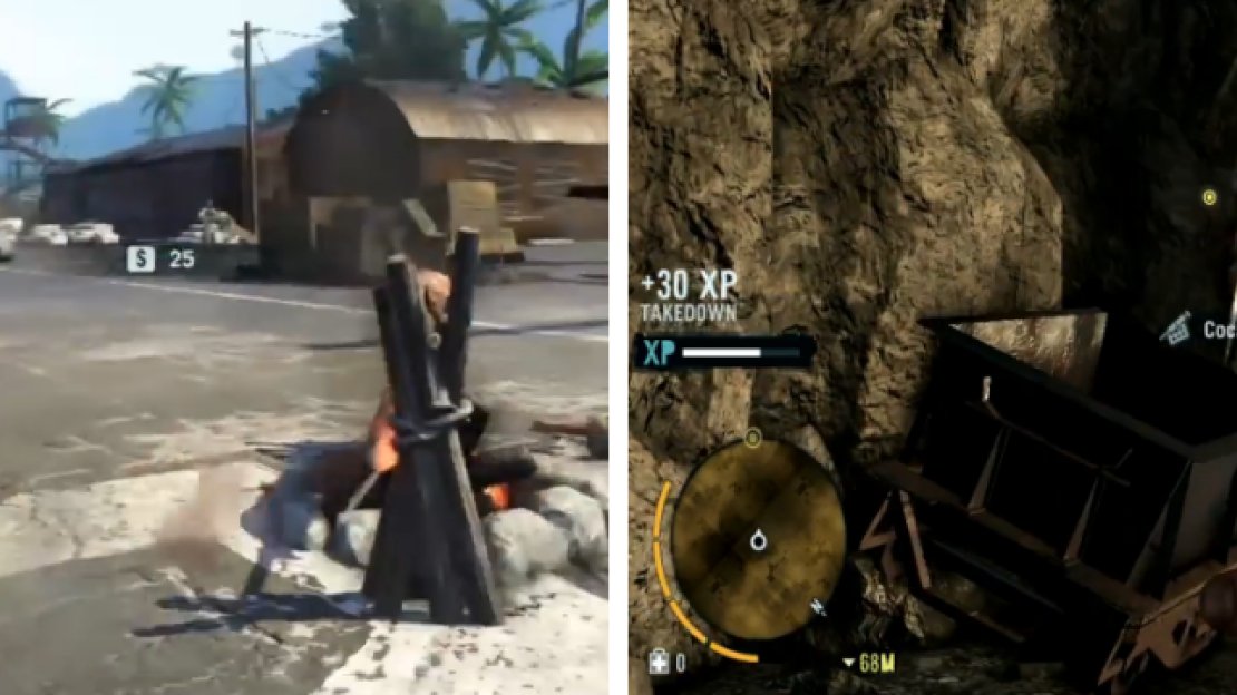 Takedown Drag (left) is a great skill for those who prefer to stay stealthy, as is Knife Throw Takedown (right).