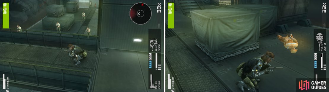 Four soldiers protecting the elevator in the northeast corner (left picture). Make sure to save the POW in the lower left corner (right picture).