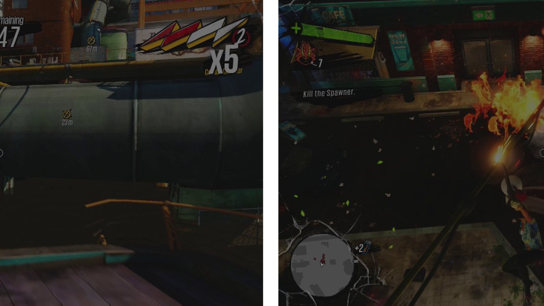 Repeat the valve interaction and grind process a second time (left). Destroy the Spawner that appears (right) during the third valve sequence.