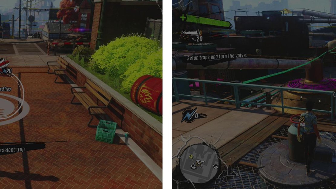 Set traps around the base (left) and then turn the valve when you are ready to go (right).