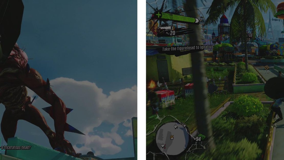 Track down and kill the Mugger with the triceratops helmet (left) and then take the figurehead to the Fargathians nearby (right).