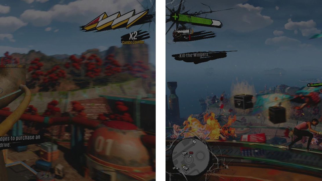Grind your way to the top of the cooling towers (left) and kill the Wingers that are lurking there (right).