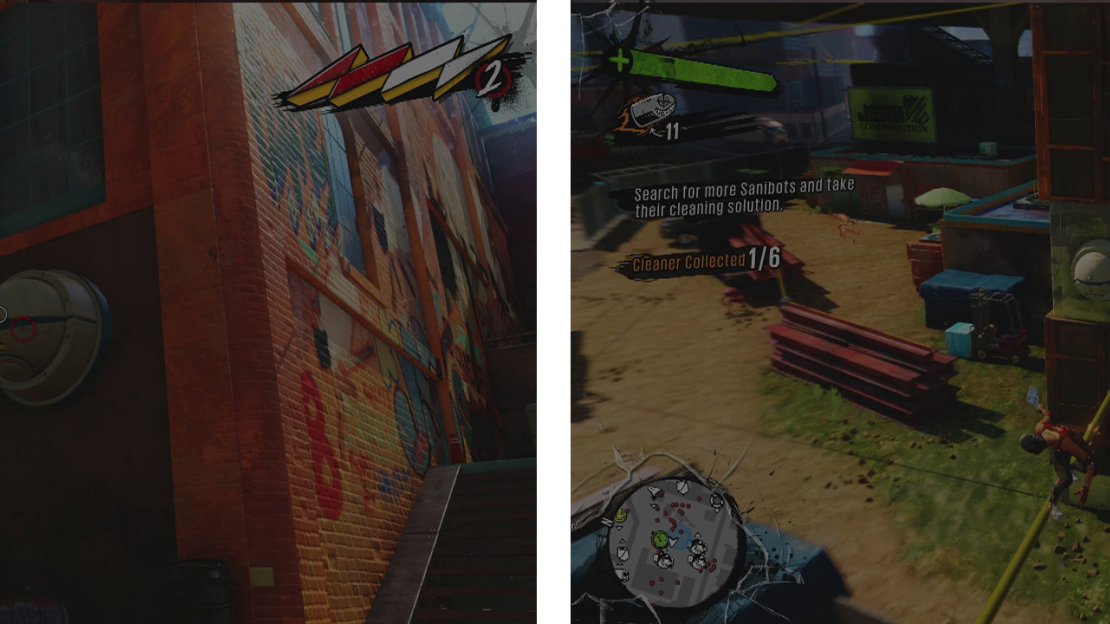 The first bag is on the basketball court nearby (left). The second is by a dumpster in a carpark (right).