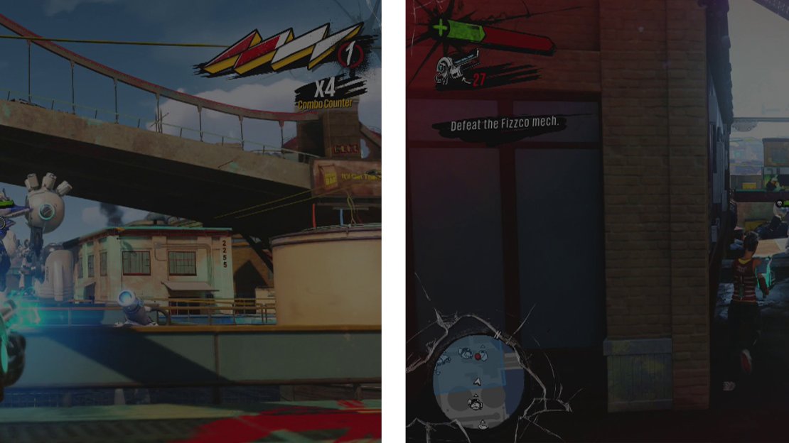 Once the Tank Bot shows up (left). Kite him in circles around the central building (right) to avoid fire from the Bomb Bots.