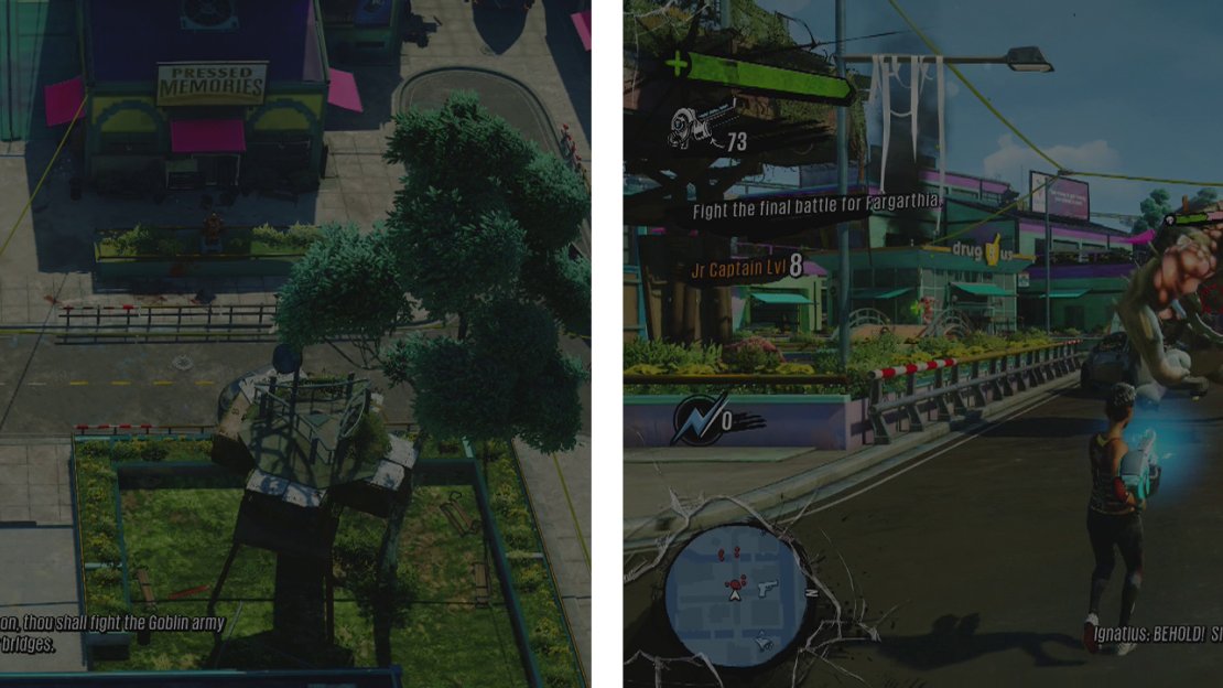 Plant traps around the bridges on either side of the area (left) and then defend yourself agains the OD that get through them (right).