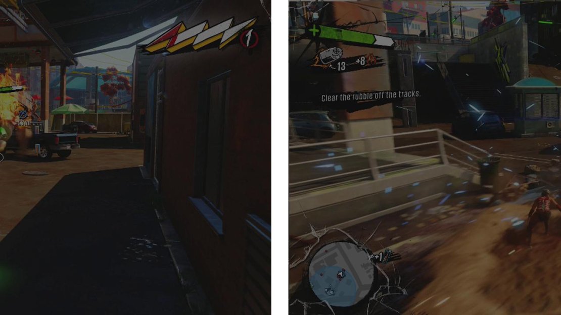 When the train stops, kill the Spwaner (left) and then destroy the blockage (right) to continue.